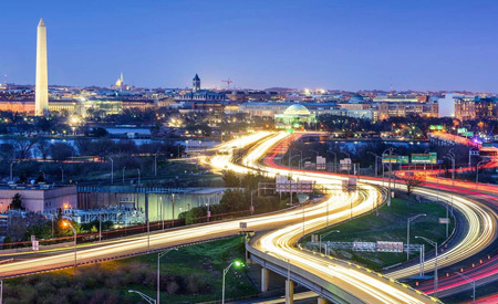 Timelapse photo of Washingon DC at night